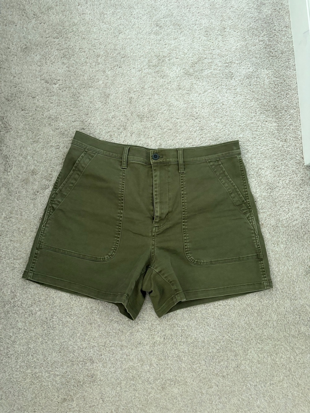 Madewell Olive Green High-Rise Utility Shorts